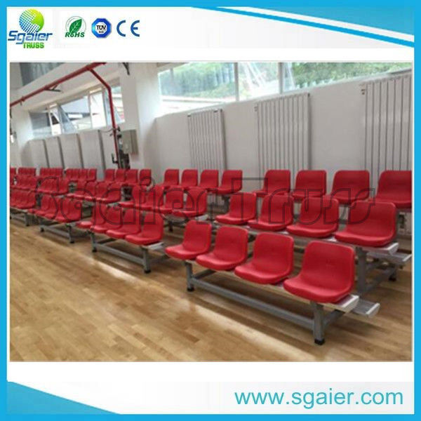 University Tiered Seating Aluminum Stadium Bleachers Mobile With Red Chair / Wheel